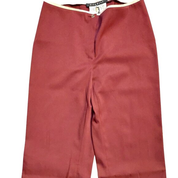 Richmond Burgundy Wide Leg Pants Slacks Trousers Sz 42 NWT - Picture 4 of 11